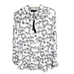 Jane and Delancey 1X White/Black Cheetah Print Blouse NWT Button Up